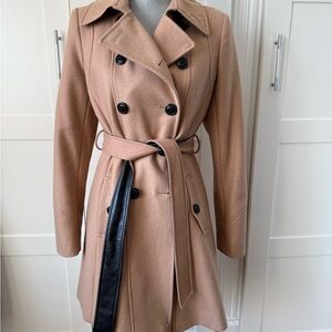 DKNY Camel Double-Breasted Trench Coat